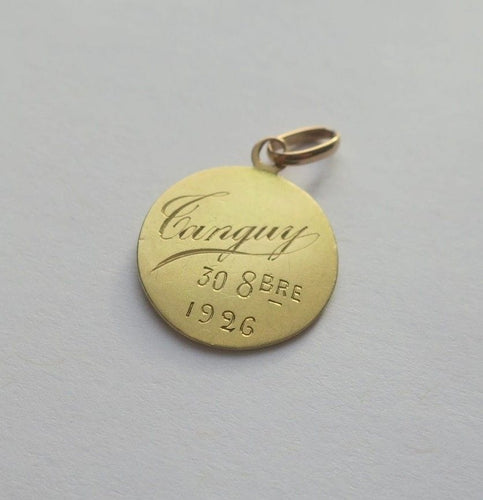 Pendentif Médaille pendentif Vierge Marie 1926 signée Dropsy 58 Facettes