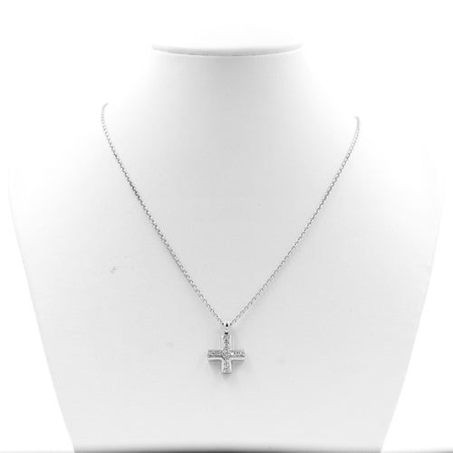 Collier Bulgari avec croix en or blanc et diamants