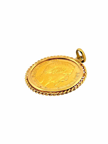 Pendentif pièce de 20 Francs Napoléon 3 en or