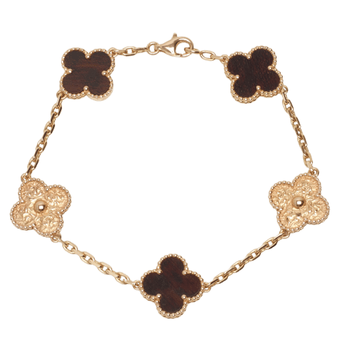 Bracelet VAN CLEEF & ARPELS - Bracelet Vintage Alhambra 5 motifs Bois d'amourette Letterwood LIMITED EDITION 58 Facettes vca-alh-brclt-ltrwd-rg