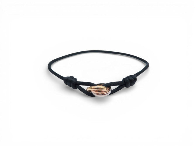 Bracelet bracelet CARTIER trinty 3 ors 18k b6016700 cordon noir 17 cm 58 Facettes 272865