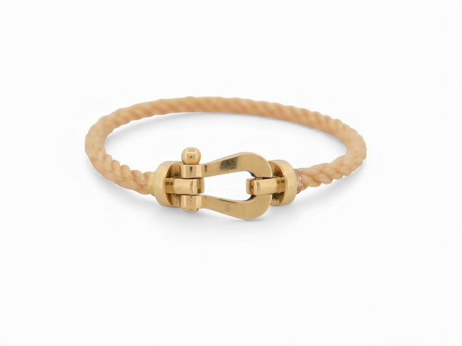 Bracelet bracelet FRED force 10 gm manille or jaune 18k t 18 cm 2 cordons 58 Facettes 271115