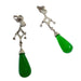 Earrings Art Deco style long platinum earrings with diamonds and jadeites 58 Facettes Q25B