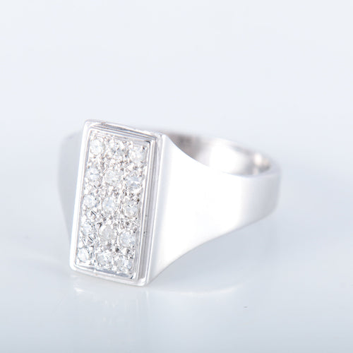 Bague 59 Bague Chevalière pavage Diamants 58 Facettes 8397