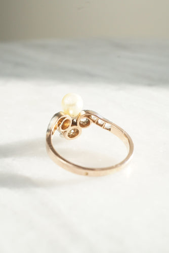 Bague 52 Bague duchesse or rose diamants et perle 58 Facettes SQ7932658