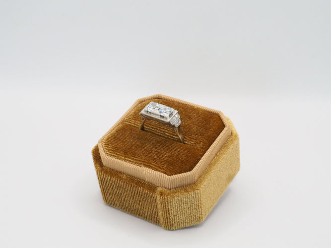 Bague 57 Bague Art Déco Platine Diamants 58 Facettes 4530