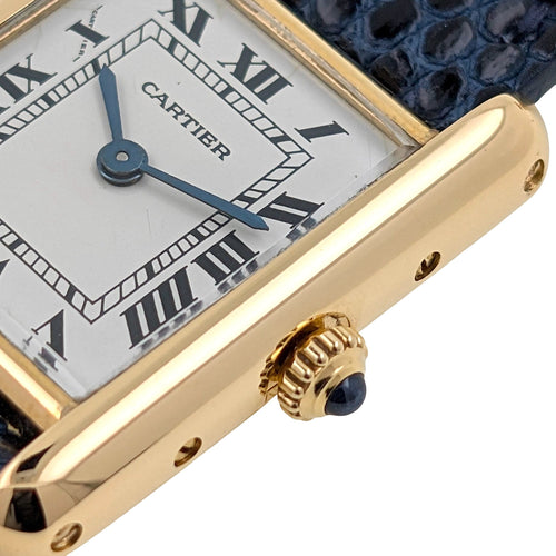 Montre Cartier Tank Louis Cartier Medium MM Classic Railway 18k Gold 866001 Gold Folding Clasp Circa 1985 58 Facettes