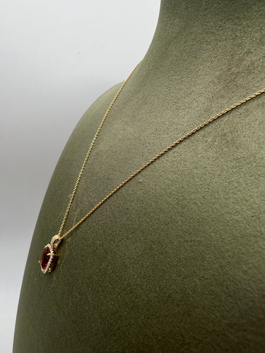 Collier Collier en or jaune 18 carats avec citrine mandarine et diamant 58 Facettes