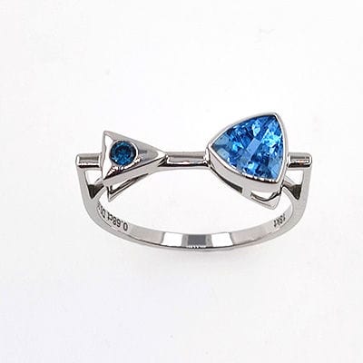 Bague 54 Bague en or blanc, aigue-marine et diamant. 58 Facettes 78530361