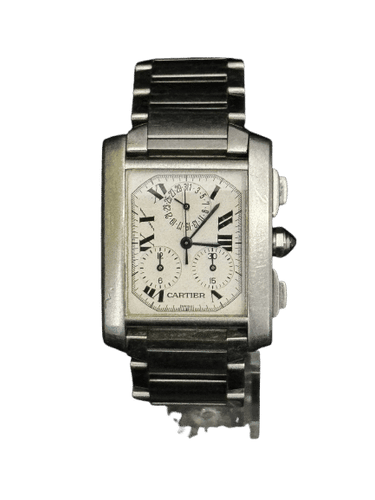 Montre CARTIER - Montre Tank Française Chronoflex - Réf. 2303 - Chronographe - Bracelet Cartier - Vintage 58 Facettes