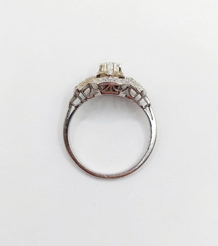 Bague 55 Bague tank Art déco en platine et diamant 0,25 carat (circa 1920) 58 Facettes A06508