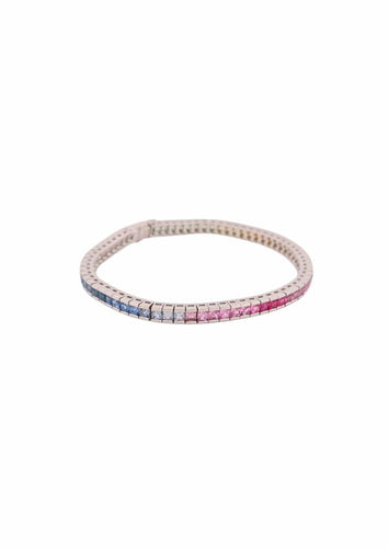 Bracelet Bracelet Rivière or blanc, saphirs multicolores 58 Facettes 15690