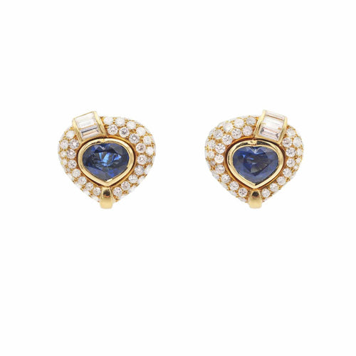 Boucles d'oreilles Boucles d'oreilles en or jaune serties de saphirs et de diamants 58 Facettes 17397