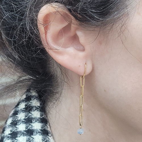 Boucles d'oreilles - Boucles d'oreilles détachables en or jaune 18 carats et kyanite