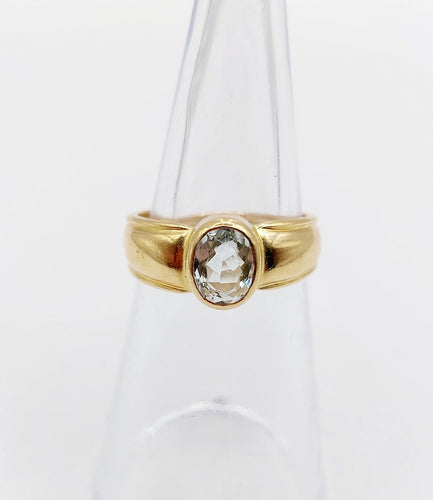 Bague 49 Bague jonc vintage or jaune 18k aigue marine de 0,70 carats 58 Facettes A06182