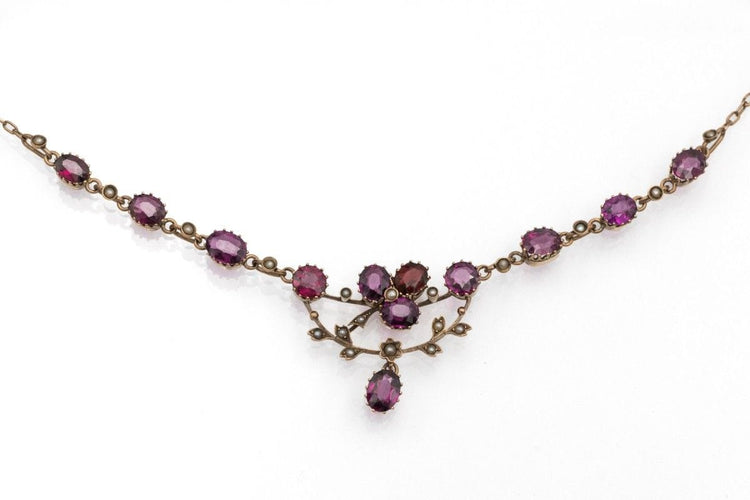 Collier Collier ancien avec grenats et perles, début du XIXe et XXe siècle 58 Facettes 11570