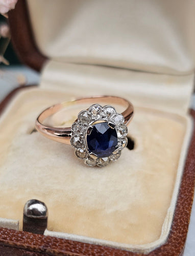 Bague 51,5 Bague Marguerite Or rose, Platine, Saphir, Diamants 58 Facettes 387