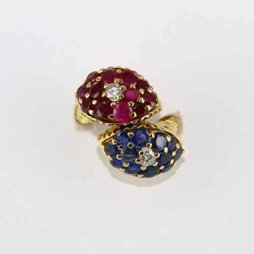 Bague 56 Bague "Toi et Moi" rubis, saphirs et diamants 58 Facettes