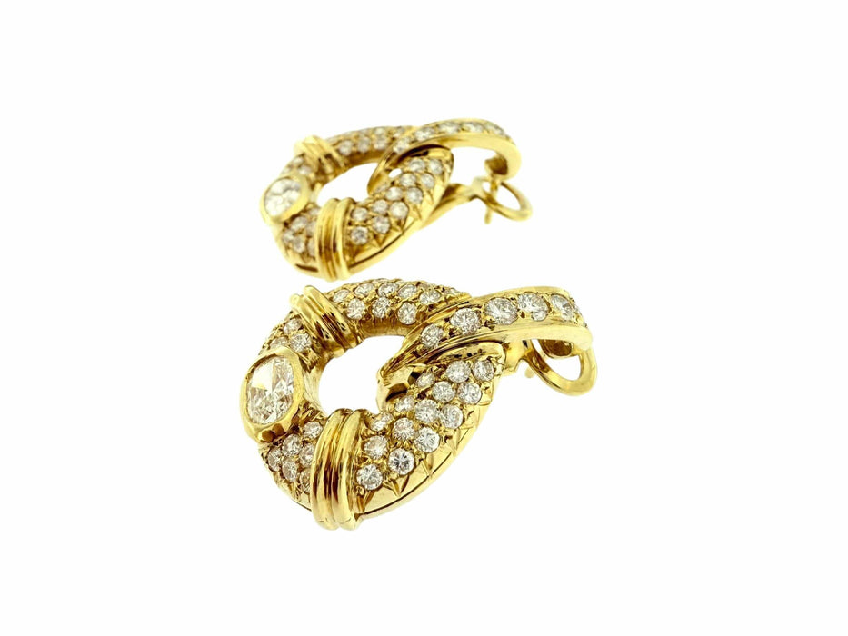 Boucles d'oreilles or jaune avec diamants naturels de 2,50 carats certifiés HRD