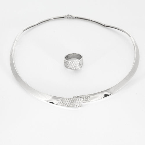 Collier Collier or gris et diamants Louis Féraud 58 Facettes