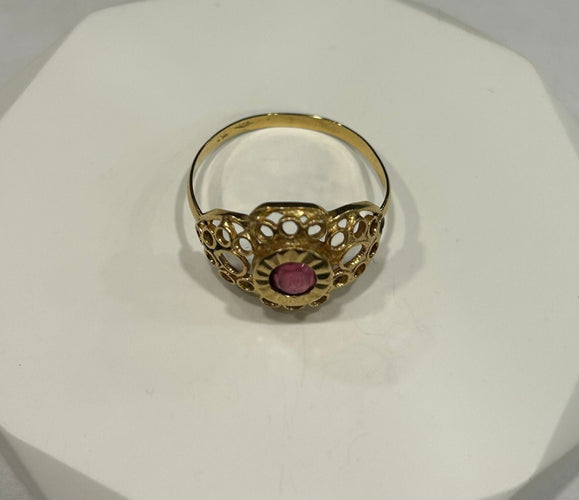 Bague 57 Bague or jaune grenat 58 Facettes LP547/4