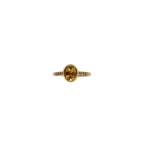 Bague 52 Solitaire or jaune 18 carats serti d’une citrine ovale 58 Facettes