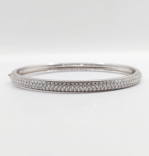 Bracelet Bracelet jonc or blanc 18k et 2,80 carats de diamants, vintage, art deco 58 Facettes A06114