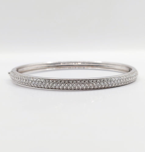 Bracelet Bracelet jonc or blanc 18k et 2,80 carats de diamants, vintage, art deco 58 Facettes A06114