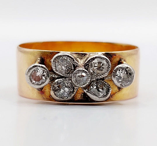 Bague 51.5 Bague jonc victorienne or rose 18k diamants taille ancienne (circa 1897) 58 Facettes A06142