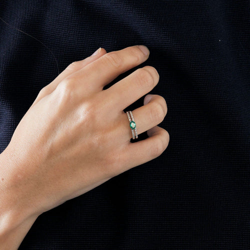 Bague 54 Bague or blanc émeraude et diamants 58 Facettes 413176