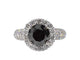 Bague 54 Bague entourage en or blanc avec gros diamants et un diamant noir 58 Facettes 2049