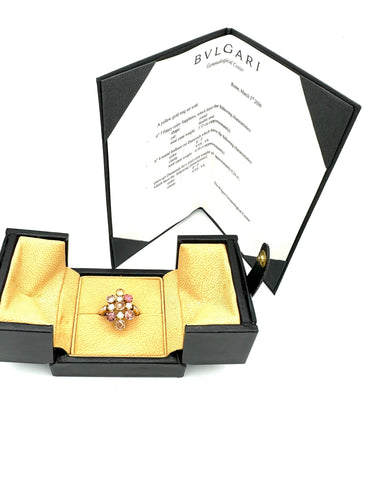 Bague 54 BVLGARI. Collection "Allegra", bague or jaune, saphirs de couleur et diamants 58 Facettes