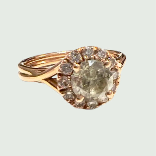 Bague SORTIJA DISEÑO CONTEMPORANEO de ORO 18 kts y DIAMANTES. 58 Facettes Q856A