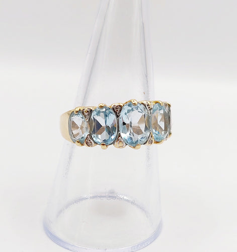 Bague 56 Bague jarretière vintage or jaune 18k topazes et diamants (circa 1980) 58 Facettes A05994