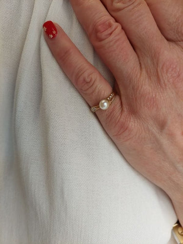 Bague 52 BAGUE PERLE ET DIAMANTS 58 Facettes 088091