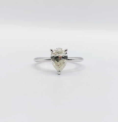 Bague 48.5 Bague solitaire or blanc et diamant Fancy Light Yellow, certificat AIG 58 Facettes A05697