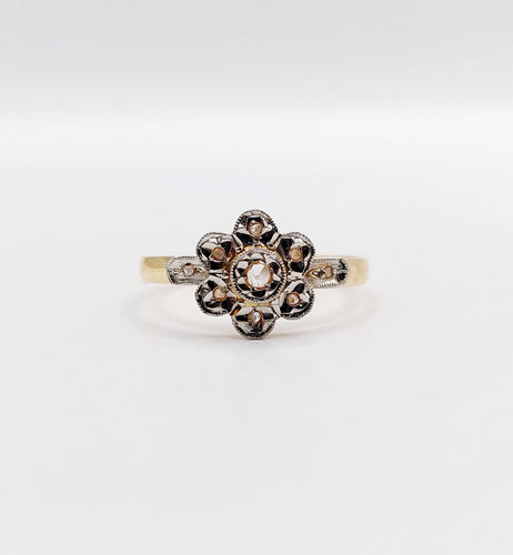 Bague 55 Bague marguerite antique en or 18k et diamants taille rose (circa 1900) 58 Facettes A06395