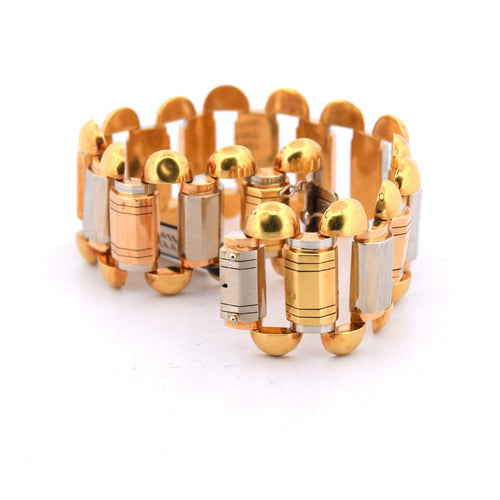 Bracelet Bracciale vintage en or jaune, blanc et rouge 18 kt 58 Facettes