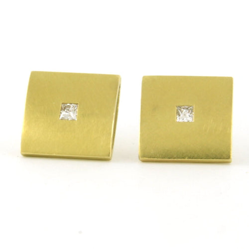 Boucles d'oreilles Boucles d'oreilles en or jaune serties de diamants taille princesse 58 Facettes