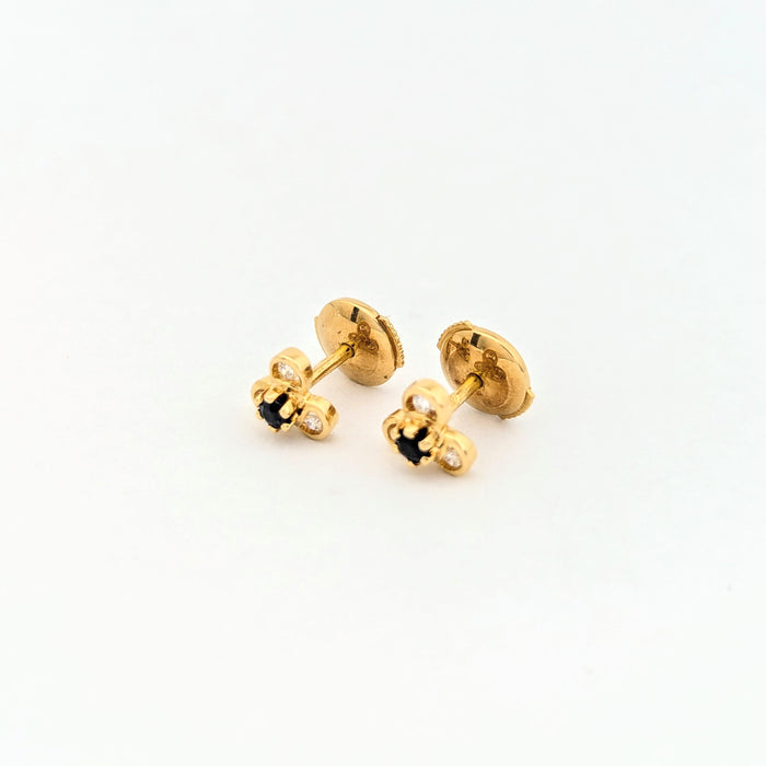 Boucles d'oreilles or jaune, diamants, saphirs