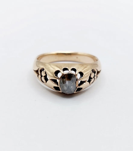 Bague 56.5 Bague jonc bombé antique en or 14k et diamant taille rose 58 Facettes A06623