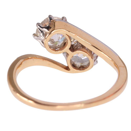 Bague 55 Héritage de l'amour : la bague de fiançailles vintage « Toi et Moi » 58 Facettes 15181-0103