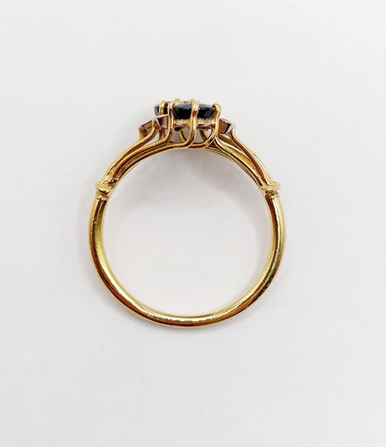 Bague vintage toi et moi or jaune 18k saphirs et diamants