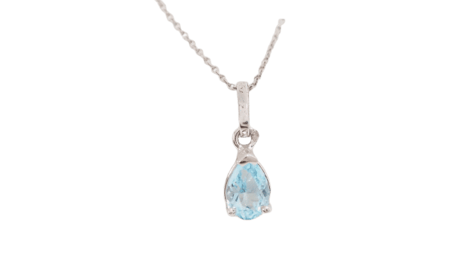 Collier Collier solitaire en or blanc et topaze bleue 58 Facettes CLAL