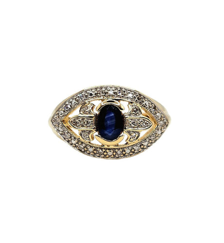 Bague 53.5 Bague or jaune, saphir, diamants 58 Facettes 457