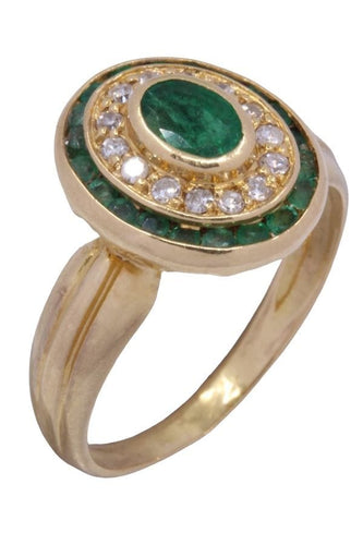 Bague 54 BAGUE MARGUERITE ÉMERAUDES ET DIAMANTS 58 Facettes 087031