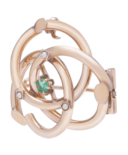 Broche Or 18K Peridot Perle