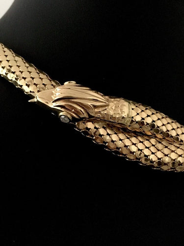 Collier Collier serpent en or jaune 18k et diamants 58 Facettes