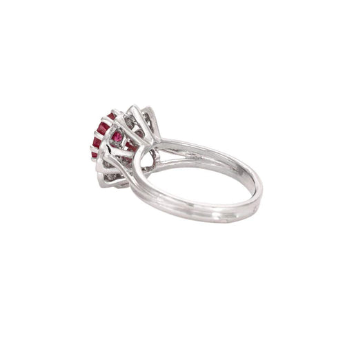 Bague 50.5 Bague Marguerite Vintage Rubis Diamants 58 Facettes