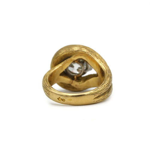 Bague 46 Bague noeud or 750 et diamant taille ancienne "old mine" 1.76 carats certifié GIA 58 Facettes 1269